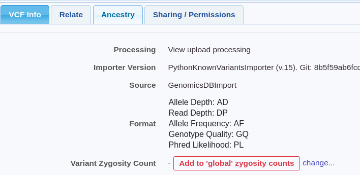 View VCF Zygosity Count